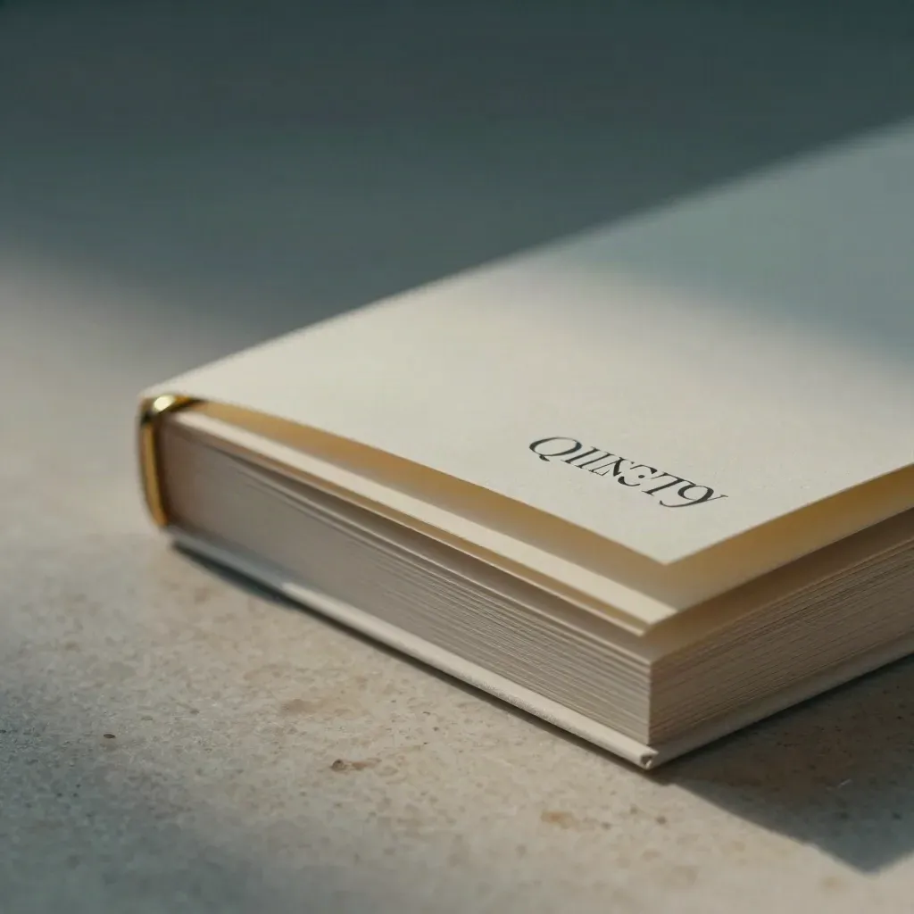 Macro of a quarterly portfolio review folio set on travertine with brass clip and soft dawn light.