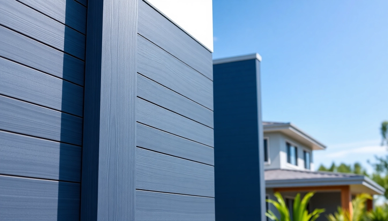Installing stylish exterior wall panels on a contemporary house facade.