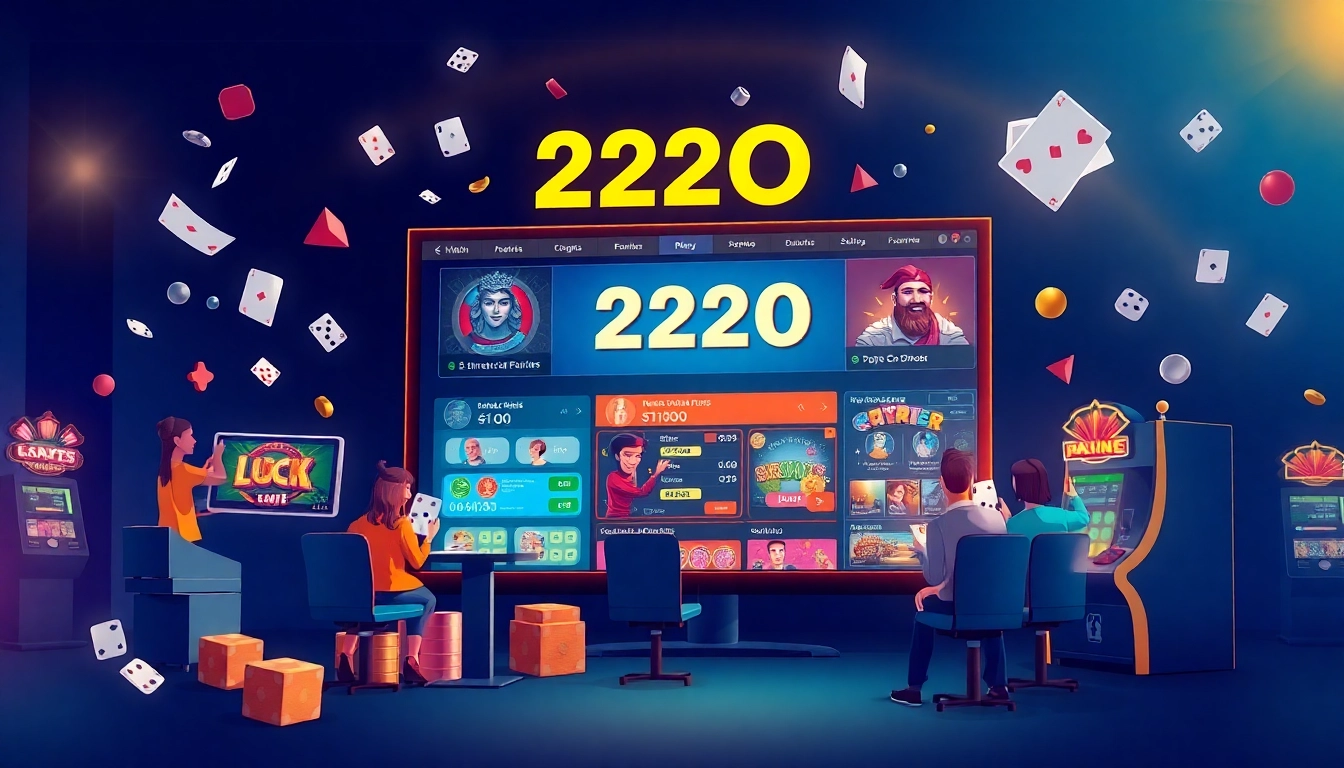 Engaging visual of 222O platform highlighting online betting features and vibrant game options.