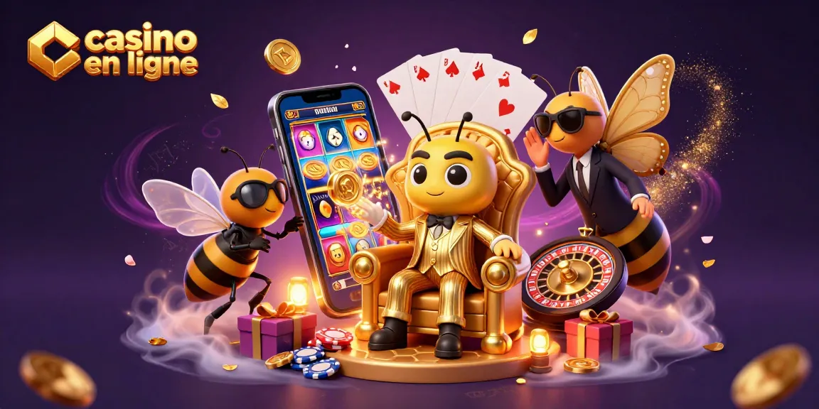 La scène vivante d'un casino en ligne avec un boss abeille, des gardes et des éléments de jeu captivants.