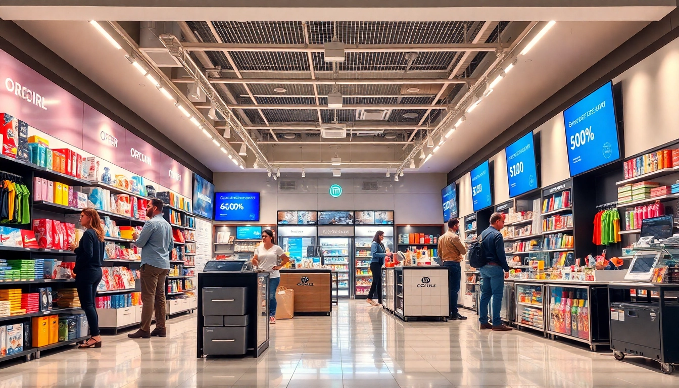 Showcasing a vibrant Multi-Store e-commerce setup with organized products and happy customers.