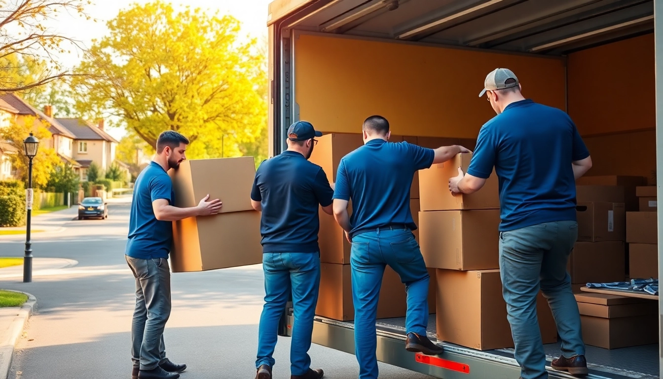 Movers from a removals company Cheltenham efficiently loading furniture into a truck.
