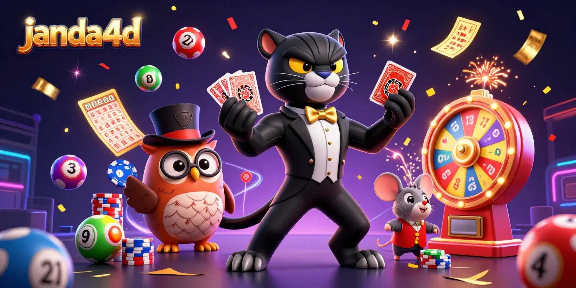 Janda4D menang dengan permainan slot gacor dan lotere yang seru, disertai suasana kasino yang ceria.