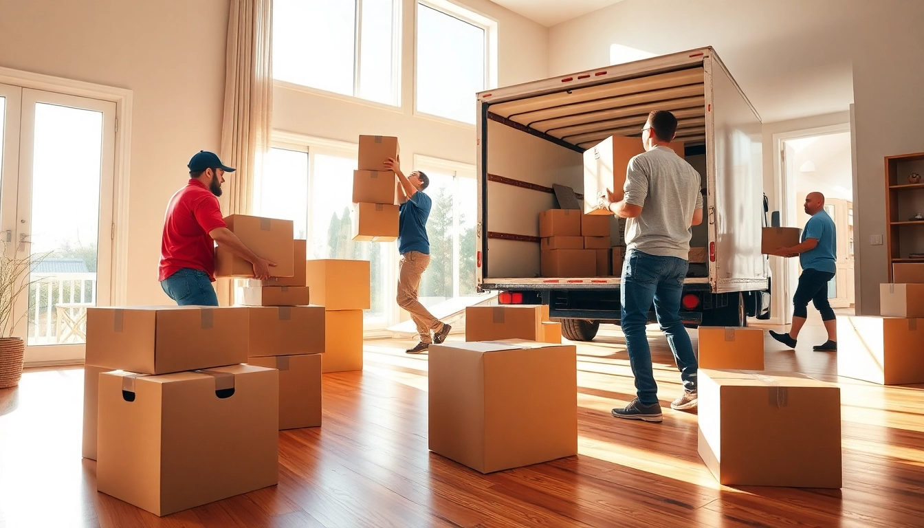 Provincial movers efficiently lifting boxes during a bright residential move.