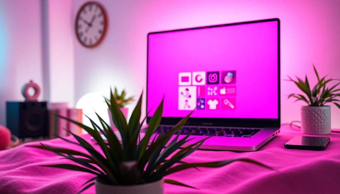 Calming pink screen background providing gentle ambient lighting for creative spaces.