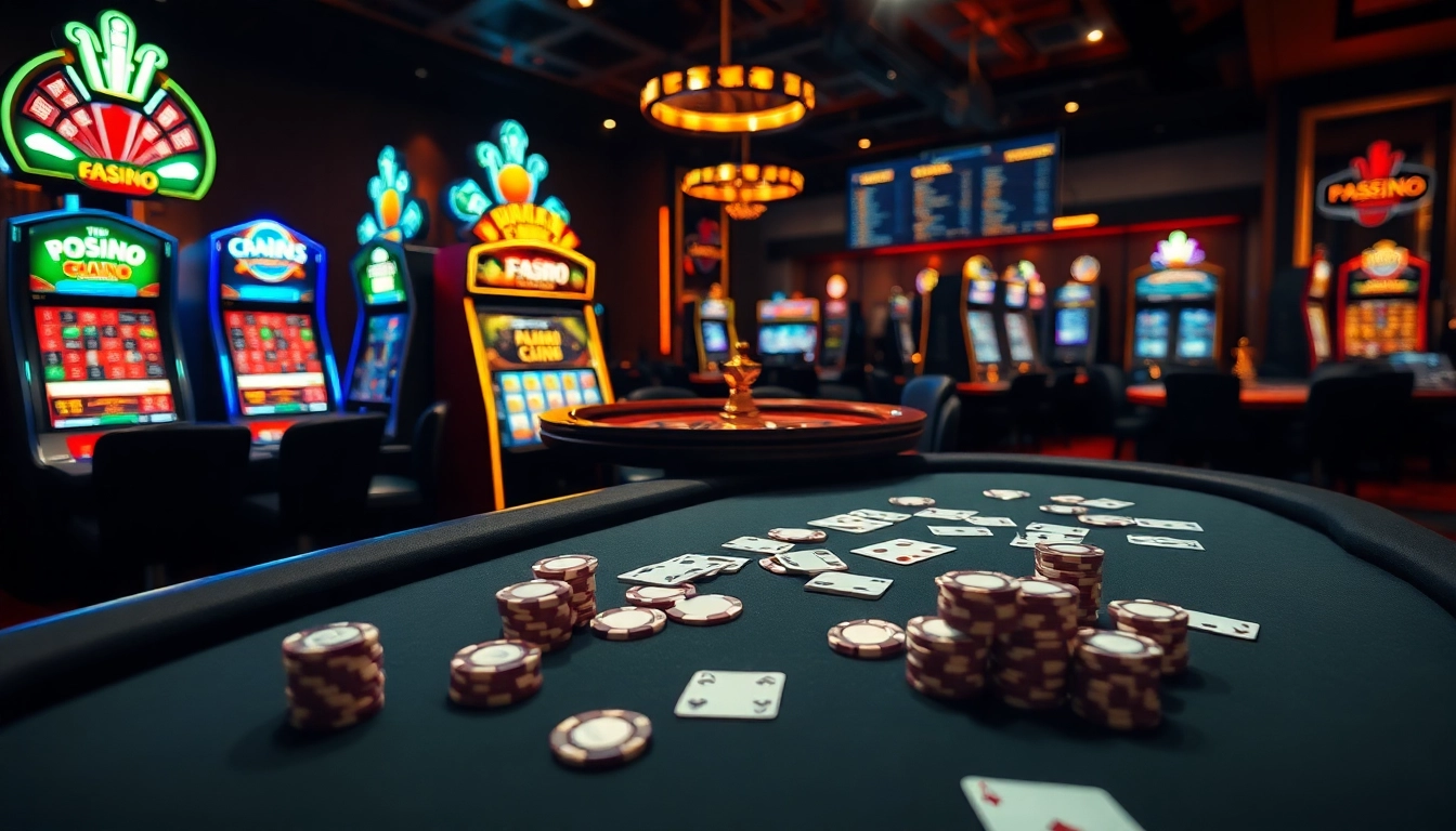 F168 casino scene depicting players engaging with roulette and poker tables amid a luxurious gaming atmosphere.