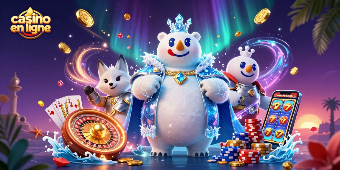 Gagnez avec les jeux de casino en ligne, mettant en vedette un ours polaire royal et un renard en armure.