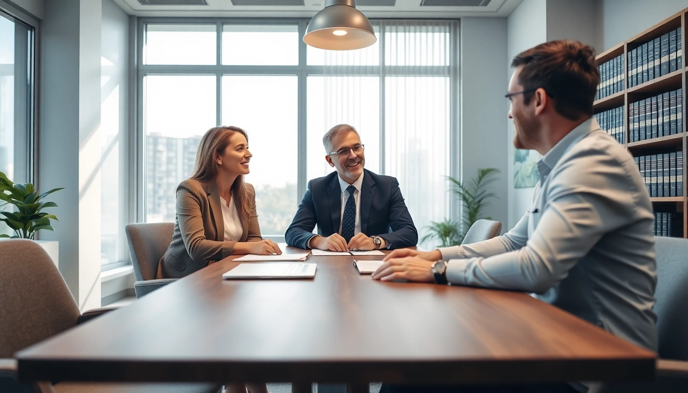 Consultation at https://www.pwdlawfirm.com with a personal injury lawyer and a client in a modern office.