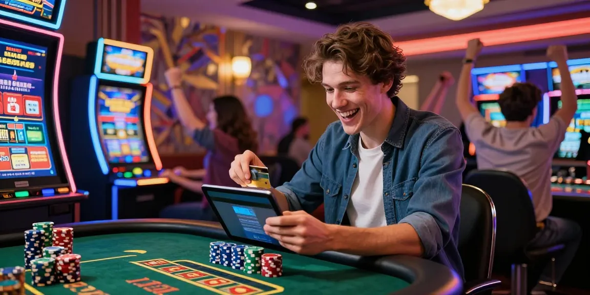 Exciting player using credit card casinos at vibrant online casino.