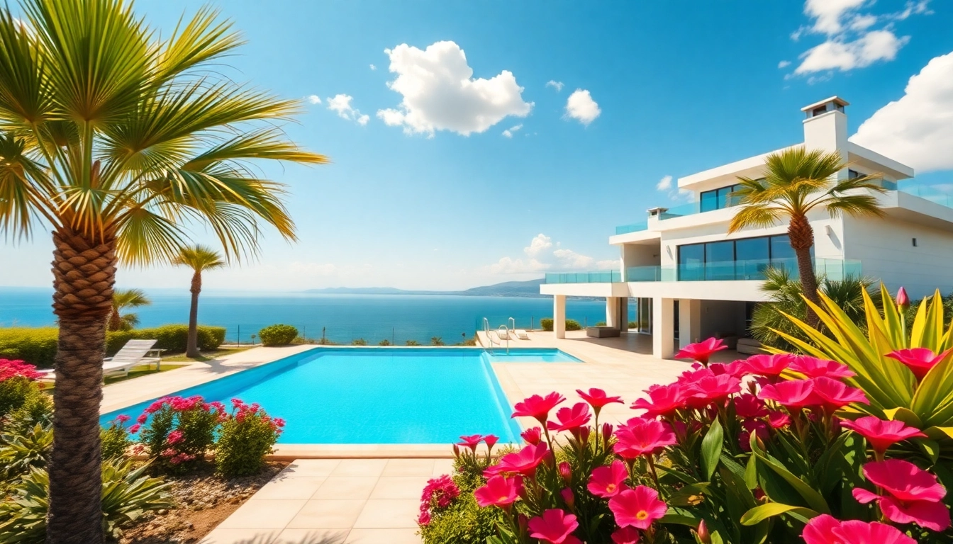 Showcasing luxury property in Turkey Alanya, highlighting a beautiful villa with a sea view.