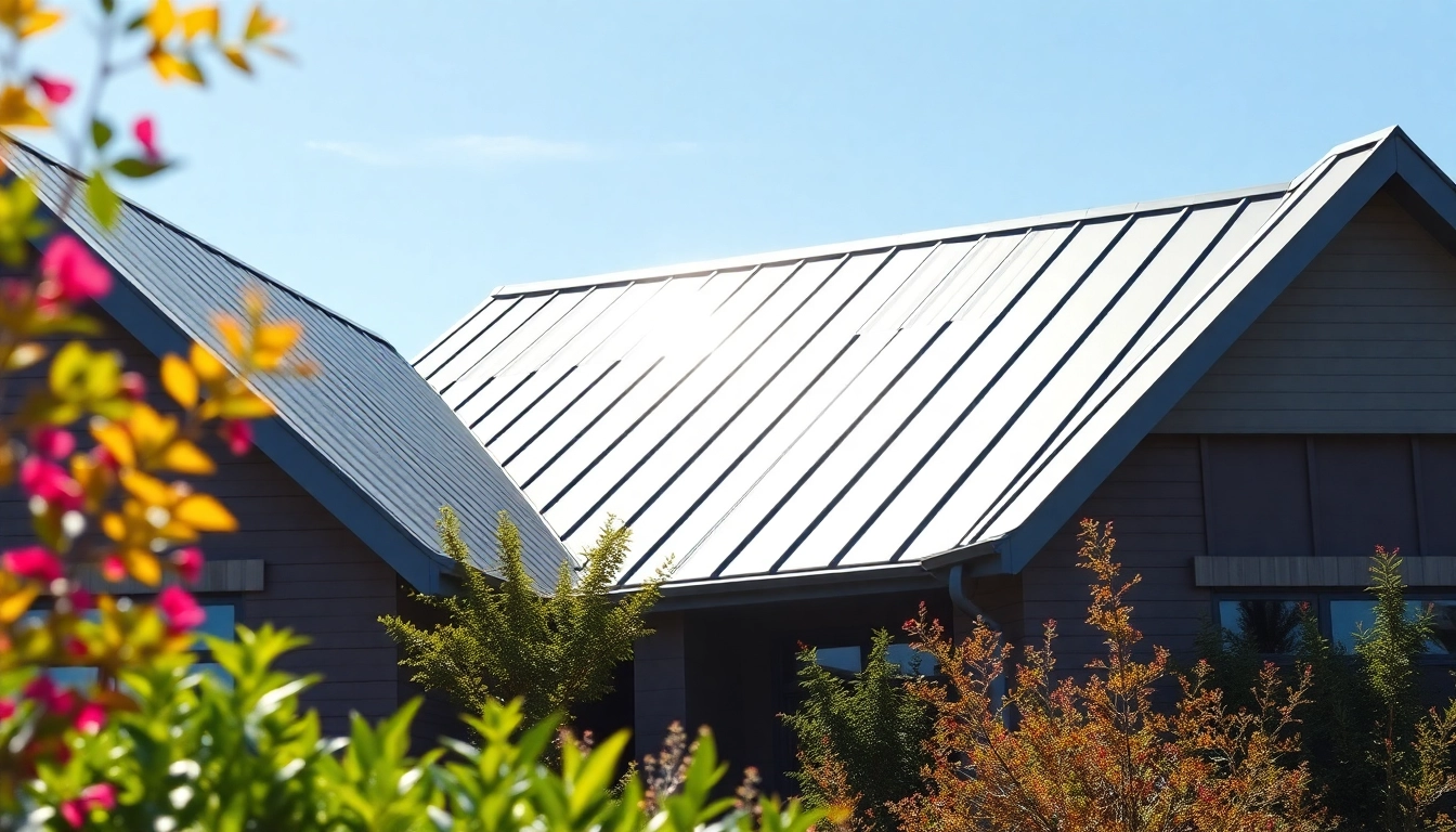 Showcase of a modern home with durable metal roofing under a clear blue sky.
