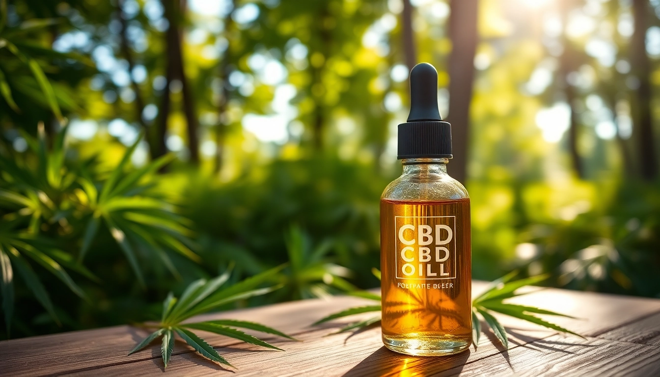 Oppdag CBD olje i en naturlig setting med ferske hampblader og mykt lys.