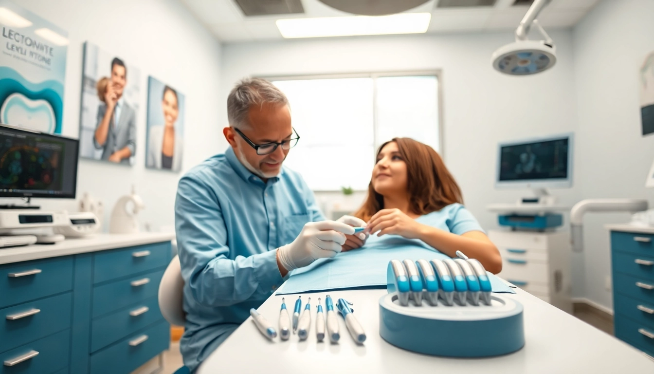 Providing expert treatment at level orthodontics north, a caring orthodontist and patient interact in a modern dental clinic.
