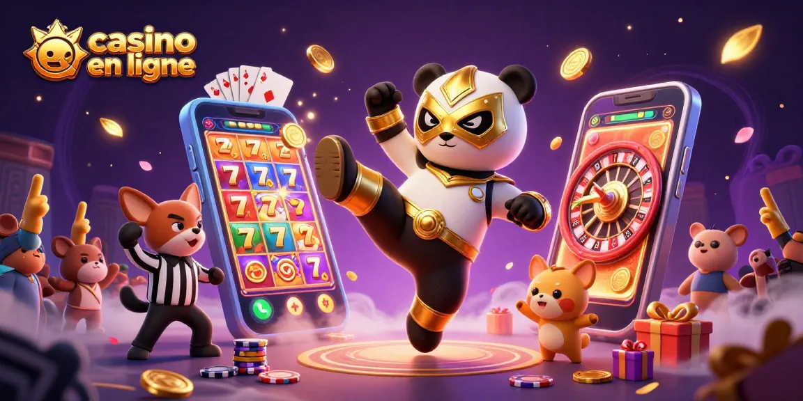 Faites le grand saut dans le casino en ligne avec le panda catcheur et la foule enthousiaste!