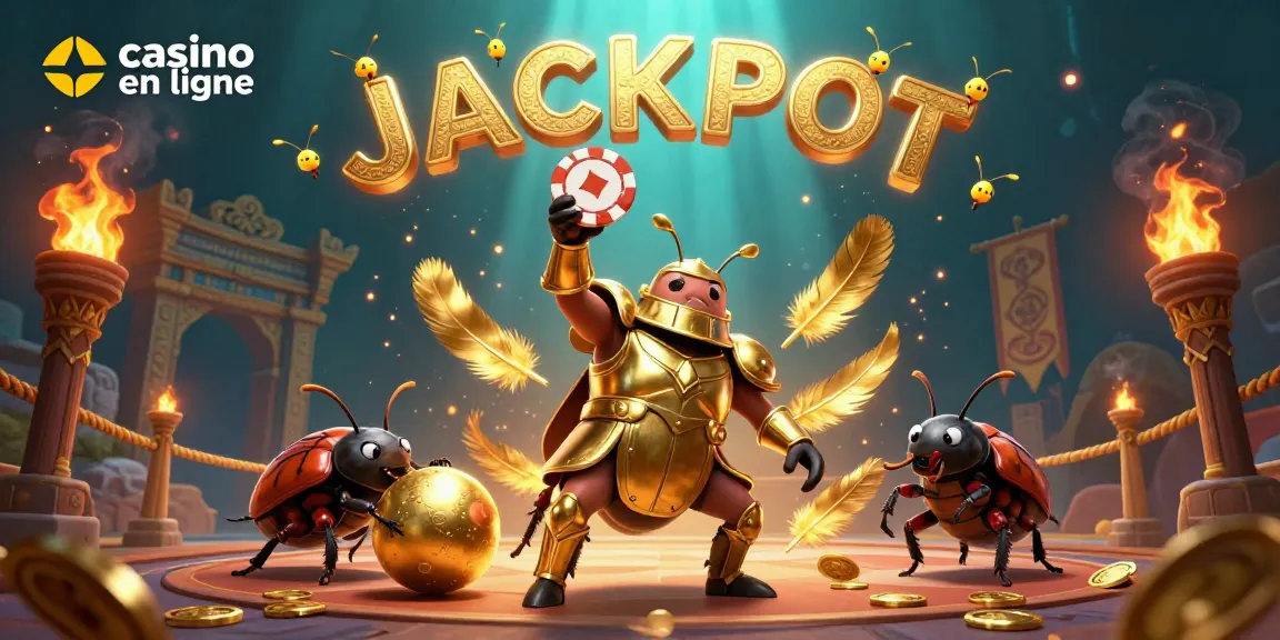 Jouez au casino en ligne avec des éléments vibrants et un jackpot illuminé.