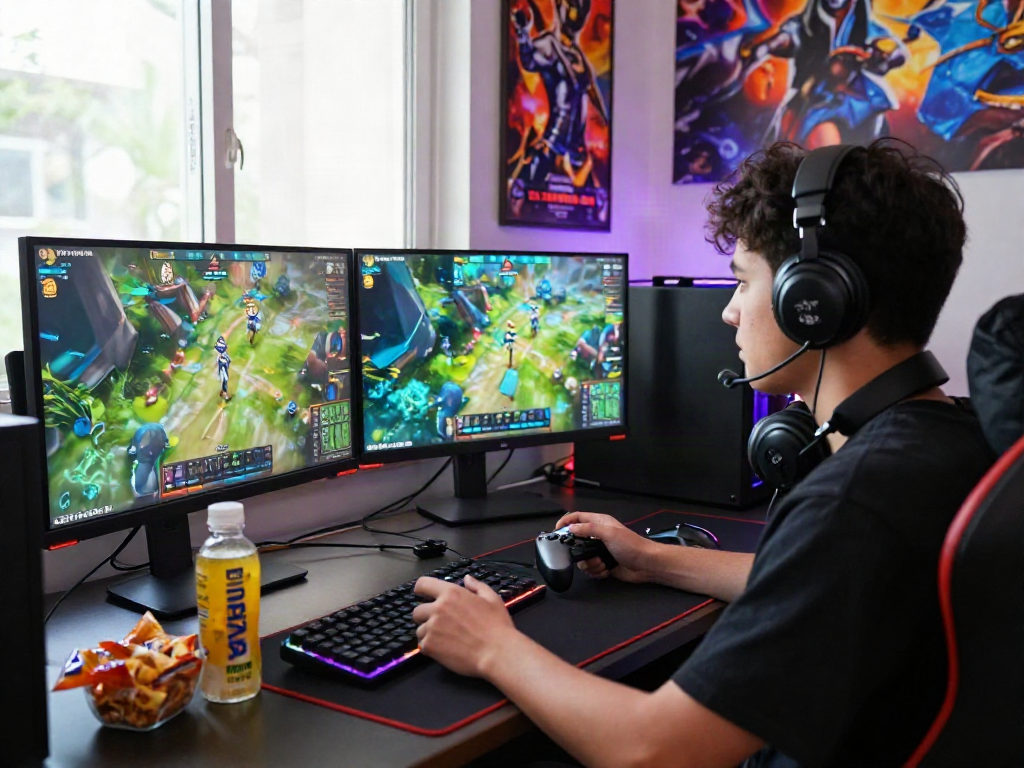 Engaging gaming setup highlighting DJARUMBOS LINK ALTERNATIF experience with vibrant LED lights and dynamic screens