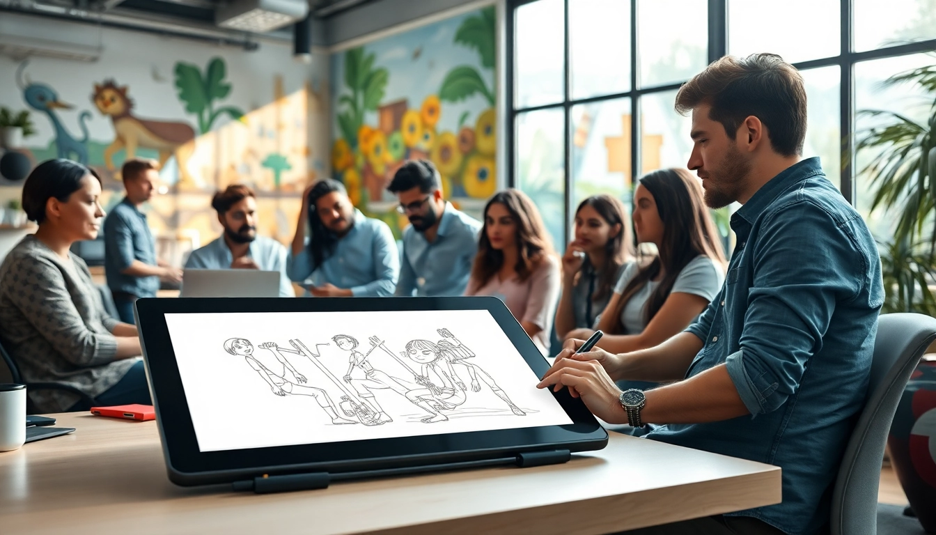 In einer dynamischen Animation Agency arbeiten kreative Animatoren an ihren Projekten.