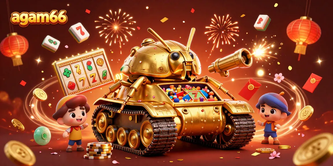 Experience massive wins with AGAM66 at a vibrant miniature casino inside a golden beetle tank.