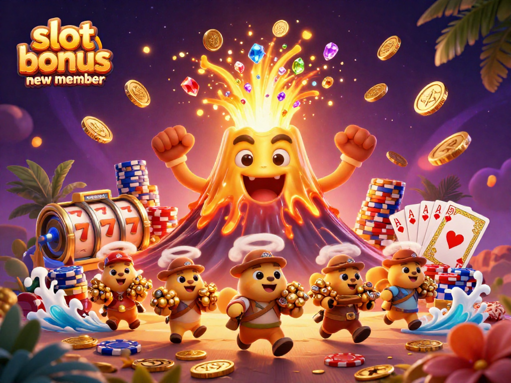 Engage with thrilling slot bonus new member opportunities and winning animations in a vibrant casino scene.