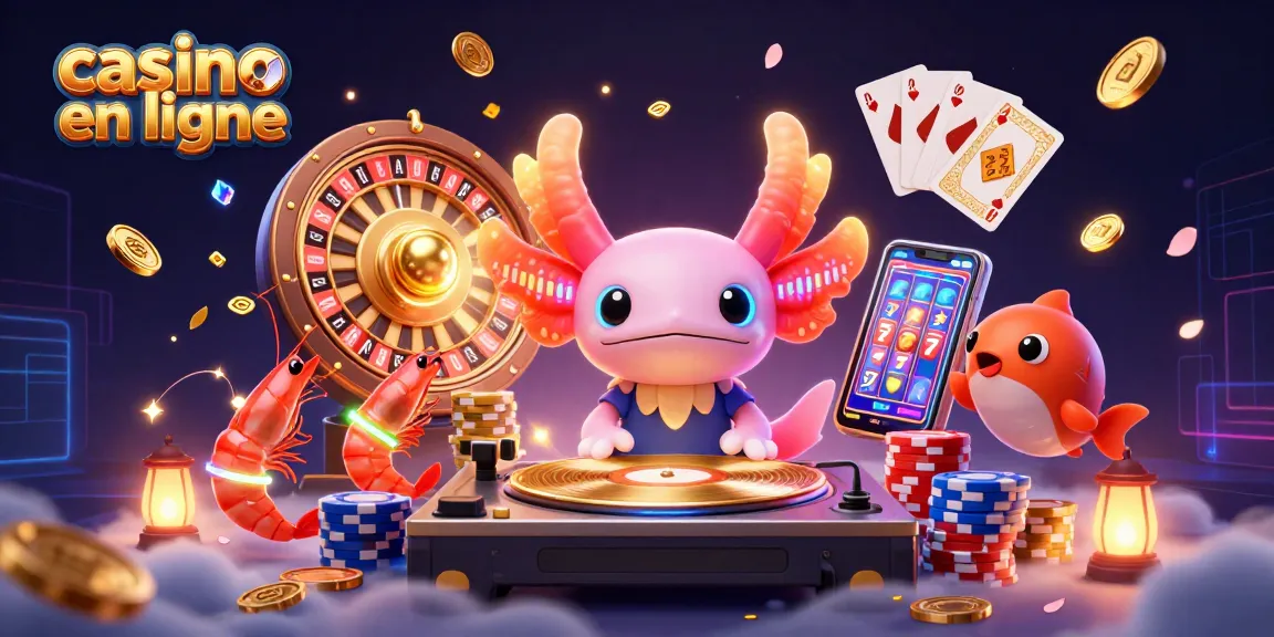 Plongez dans le monde captivant du casino en ligne avec cette illustration colorée et festive.