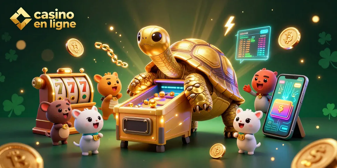 Découvrez un casino en ligne dynamique avec une tortue géante pinball et des pièces de crypto-monnaie.