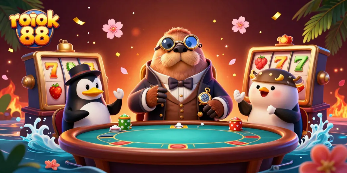 Play exciting games with rokok 88 at an underwater casino featuring vibrant 3D characters and dynamic elements.