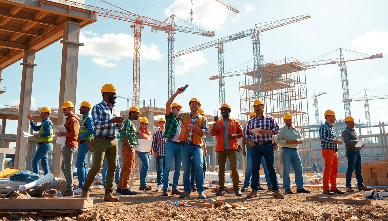 Engaged workers on a Texas construction site, showcasing Texas construction news.