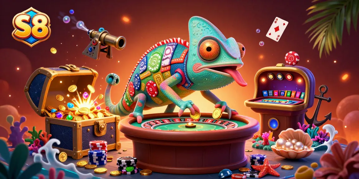S8 captivates players at the casino with vibrant characters and thrilling game elements in this dynamic scene.