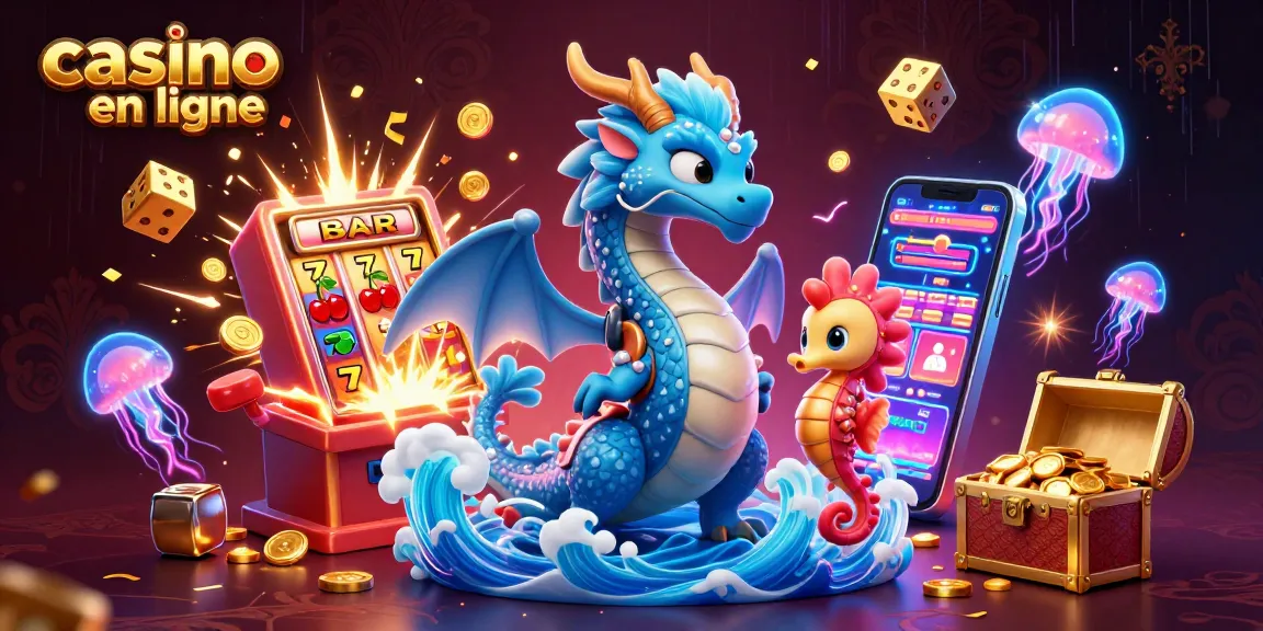 Vivez l'excitation du casino en ligne avec un dragon océanique et des jeux éclatants.