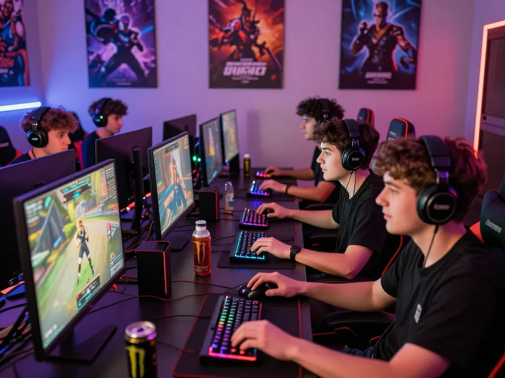 Players in an engaging gaming room showcasing ligasedayu’s vibrant online community spirit and thrilling gameplay.