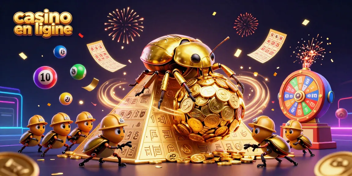 Le casino en ligne s'anime avec des coccinelles dorées et des éléments de jeu colorés.