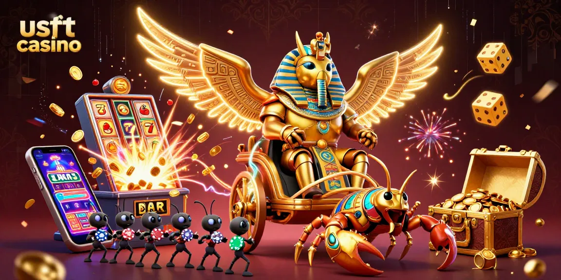 Gioca nei migliori usdt casino con slot e simboli d'azzardo in una scena vivace e colorata.