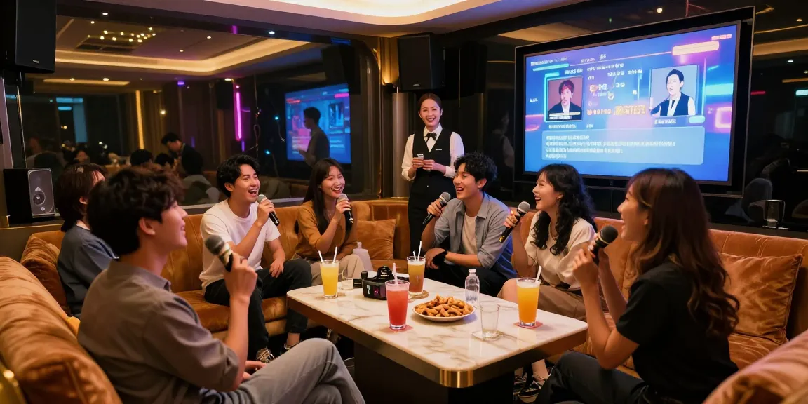 강남 쩜오의 프리미엄 가라오케에서 고객들이 즐거운 시간을 보내는 모습, https://www.gugudanlounge.com/에서 경험할 수 있는 고급스러운 내부와 현대적 분위기를 강조합니다.