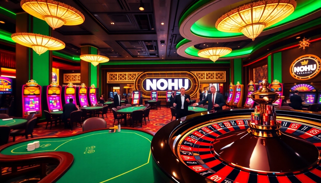 Experience thrilling high-stakes gambling at NOHU, showcasing vibrant tables and excitement.