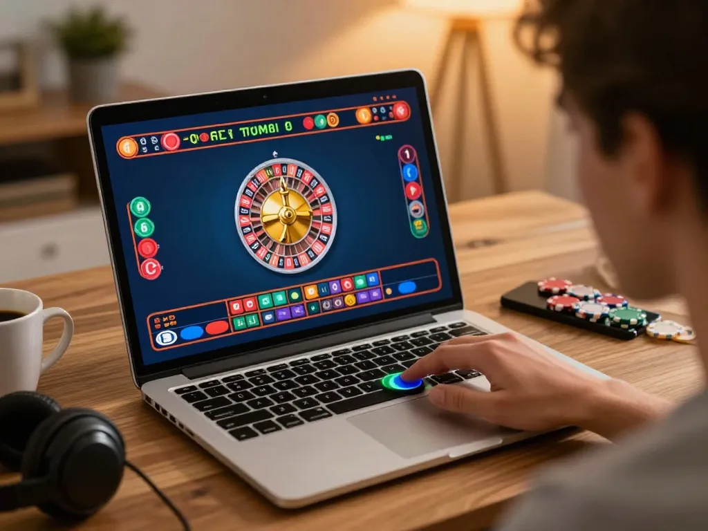 Experience thrilling online gaming with kong88 kong88 roulette action on a sleek laptop at home.