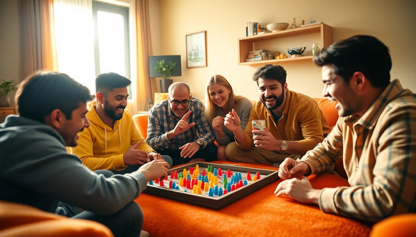Players enjoying lively daman games together in a cozy setting, conveying excitement and engagement