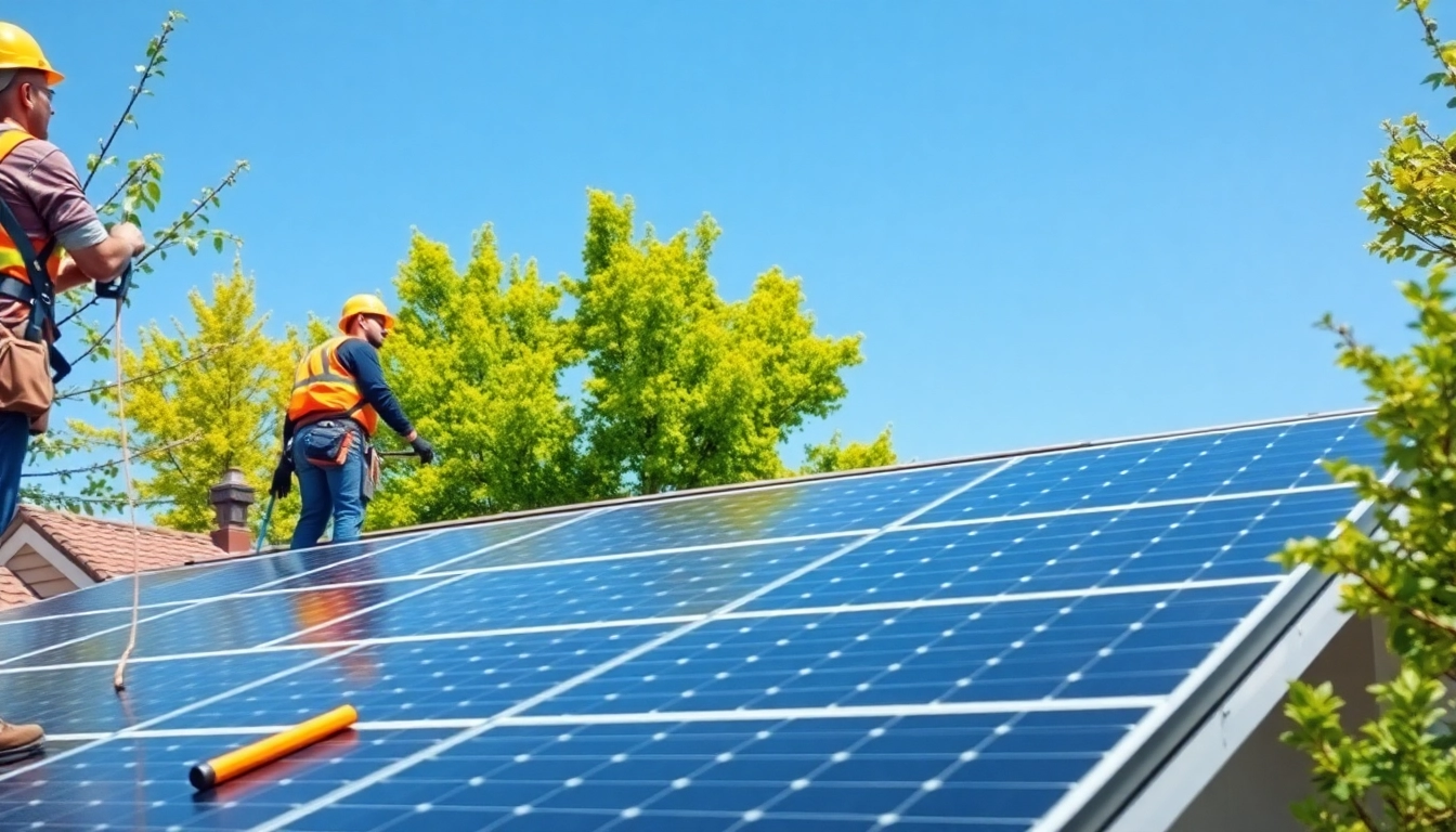 Piped Up team efficiently installing solar panels on a sunny rooftop.
