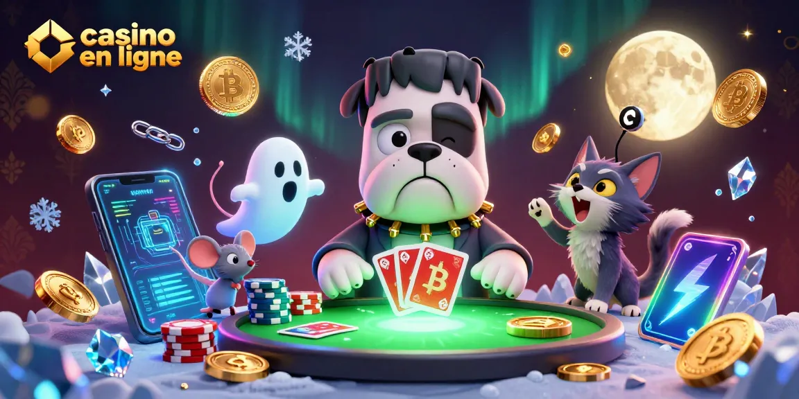 Profitez de l'expérience du casino en ligne avec un bulldog méchant à une table de jeu décorée.