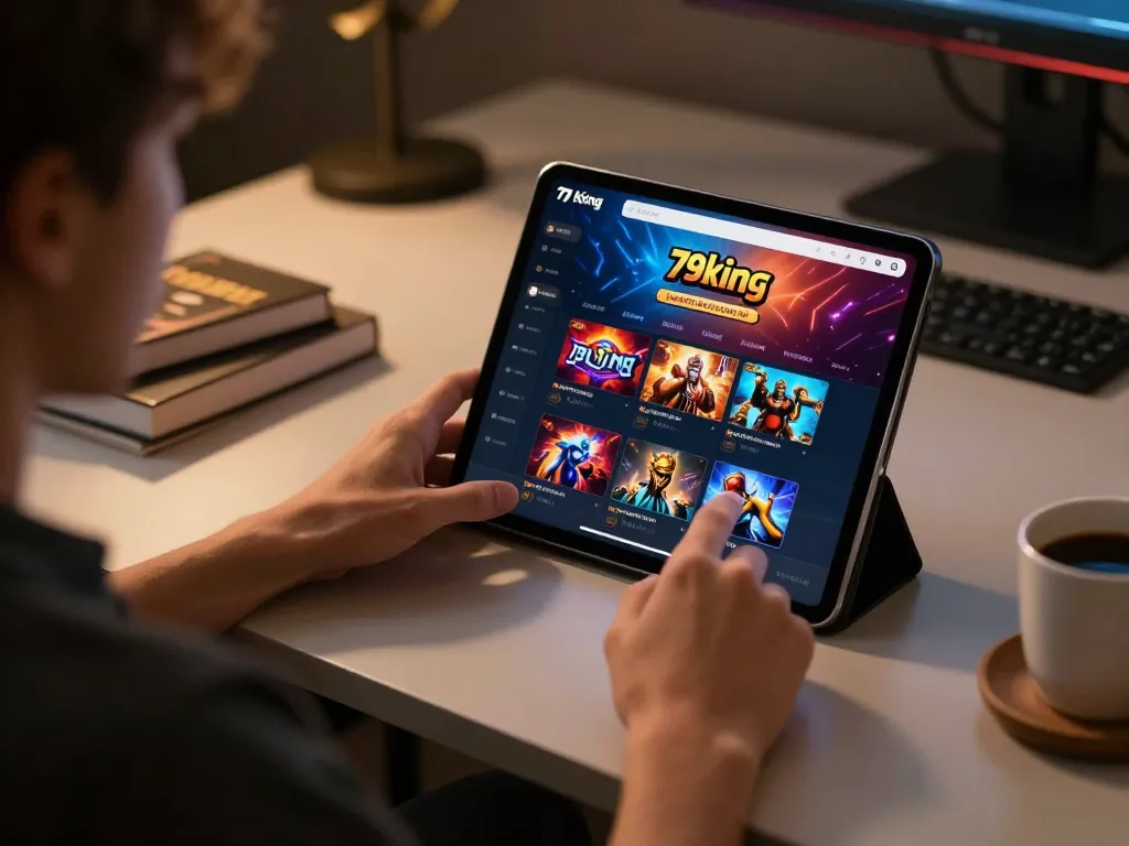 Player engaging with the 79king online casino app, exploring various games with enthusiasm and strategy.