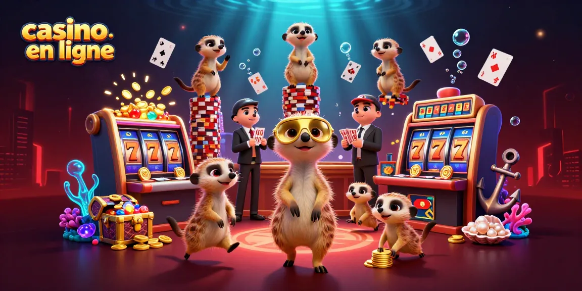 Les suricates gèrent un casino en ligne animé avec des éléments de jeu colorés et une ambiance sous-marine.