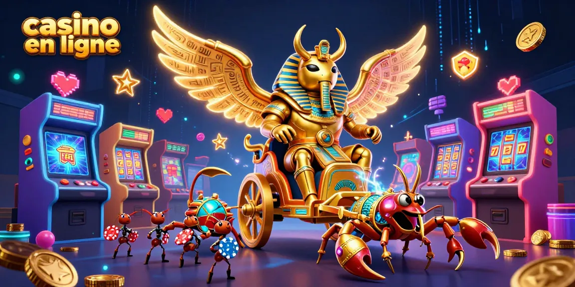 Jouez dans le casino en ligne avec un scarabée en armure et des machines à sous colorées