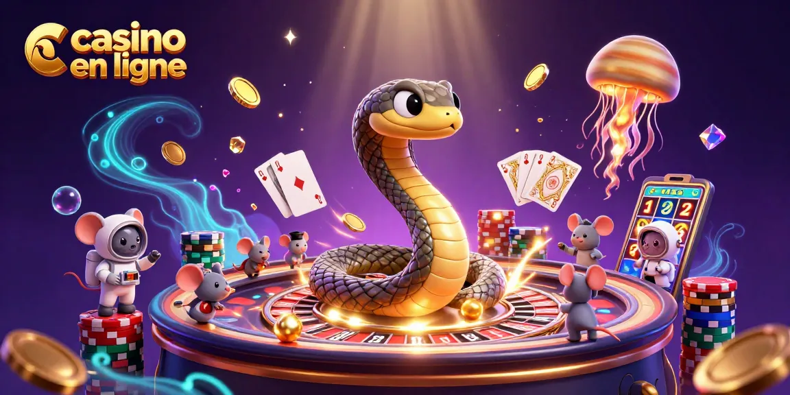 Placer des paris sur le casino en ligne avec un serpent de Saturne et des petites souris astronautes.