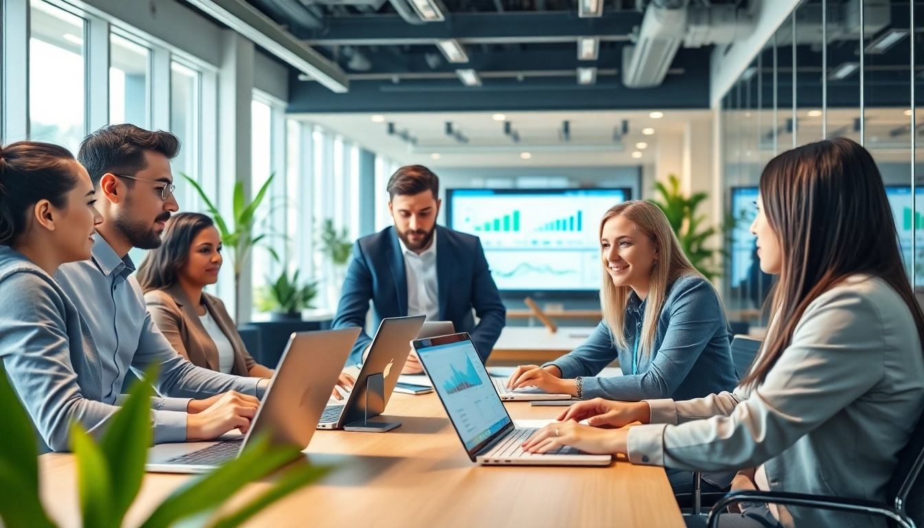 Utilize AI for competitive intelligence in a professional business setting with teams analyzing data.