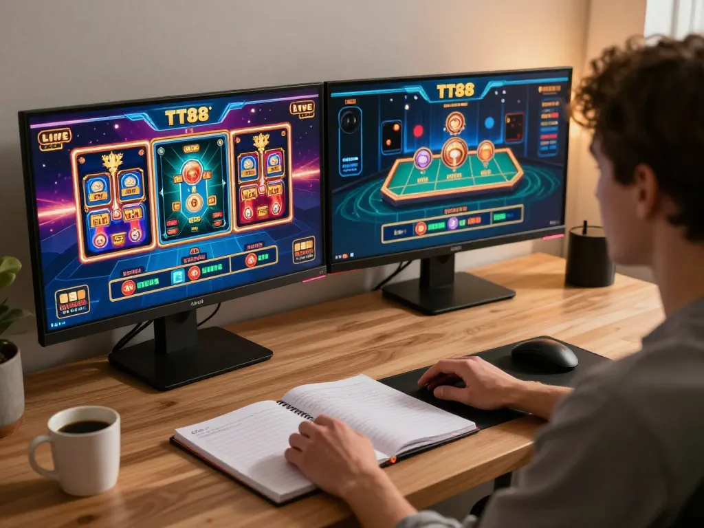 Engaging in TT88 game strategy using dual screens for optimal gameplay experience
