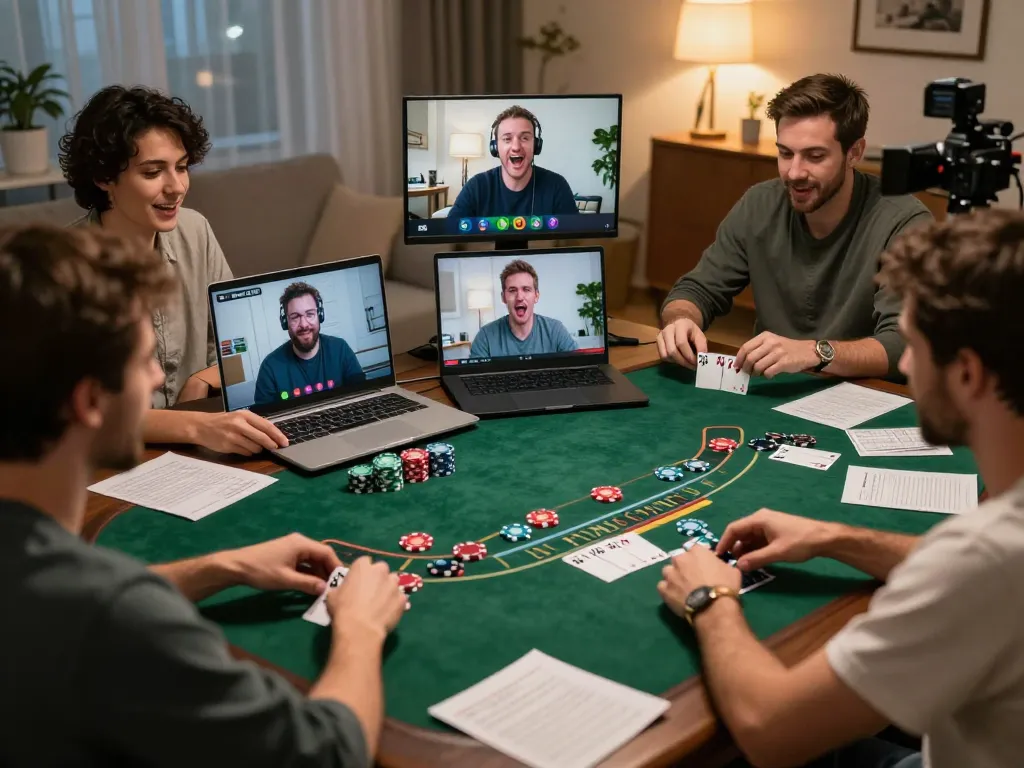 Pemain menggunakan paris888 untuk permainan blackjack online yang mendebarkan, menunjukkan strategi dan interaksi sosial.
