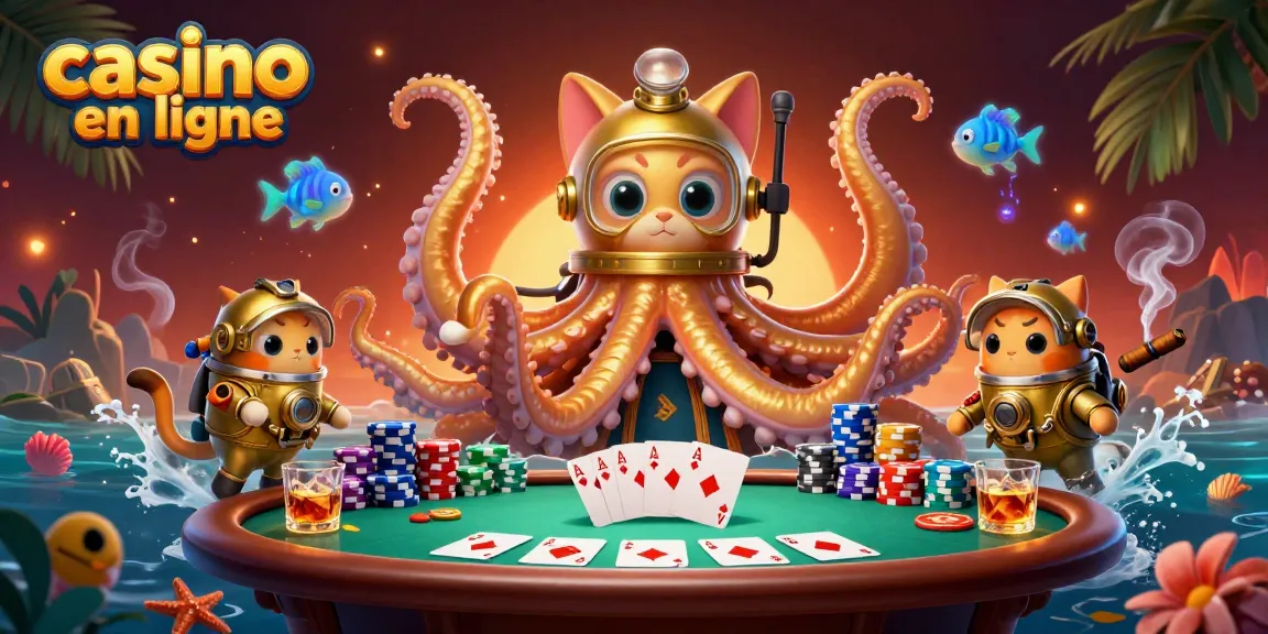 Jouez à des jeux de casino en ligne passionnants avec l'illustration de kraken et de jeu.