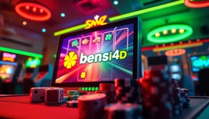 Tampilkan slot game bensu4d dengan latar belakang yang menarik dan suasana energik.