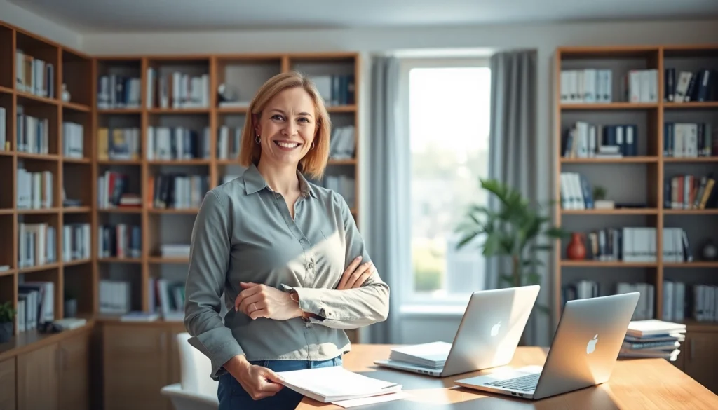 Schuldnerberater hilft Klienten in einem professionellen Beratungsbüro mit einem freundlichen Lächeln.