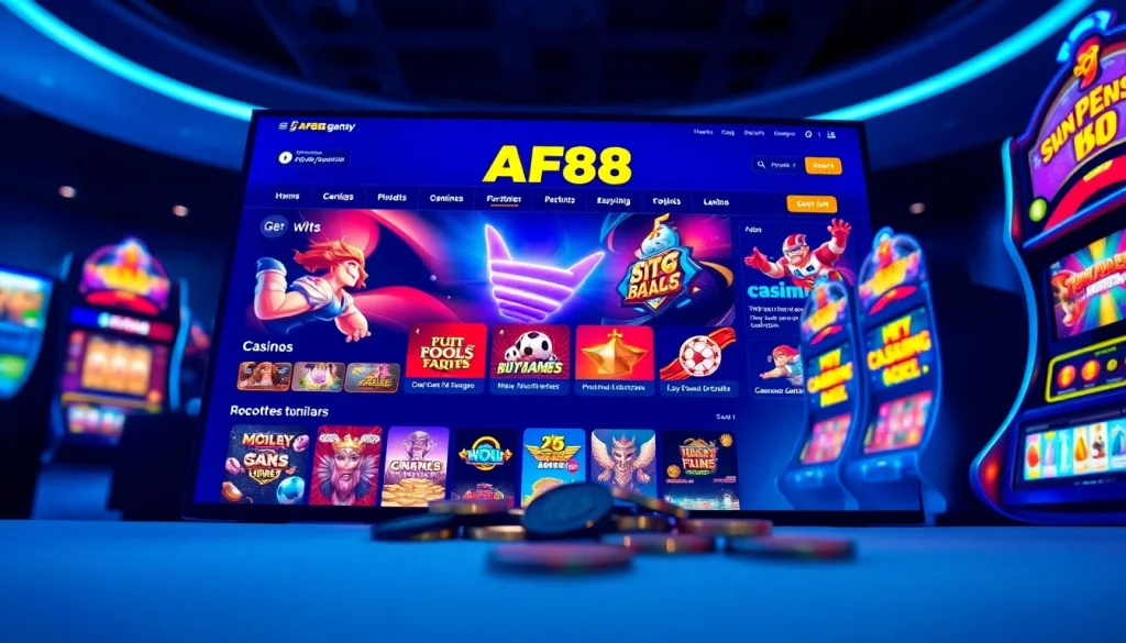 Engaging interface of AF88 online gambling platform with vibrant games and betting options.