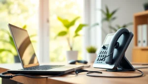 Enhance your VOIP experience with a modern home office setup featuring sleek technology.